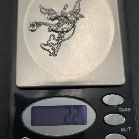 18 Inch Sterling Silver Small Diamonds Horseshoe Necklace A6273 - Picture 8 of 8